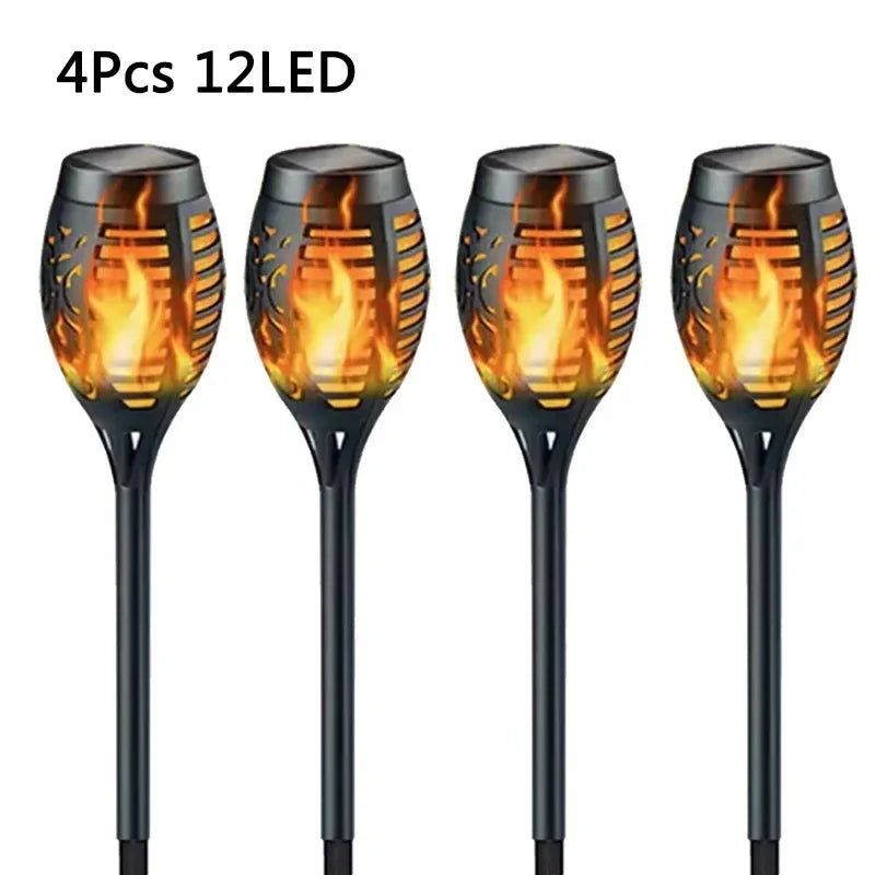 1-10Pack Solar Flame Light Outdoor 96/12 LEDs Flickering Torch Waterproof Night Lamp Garden Decoration for Lawn Path Yard Patio Oasis Select houyan 12LED 4pcs Solar Charge
