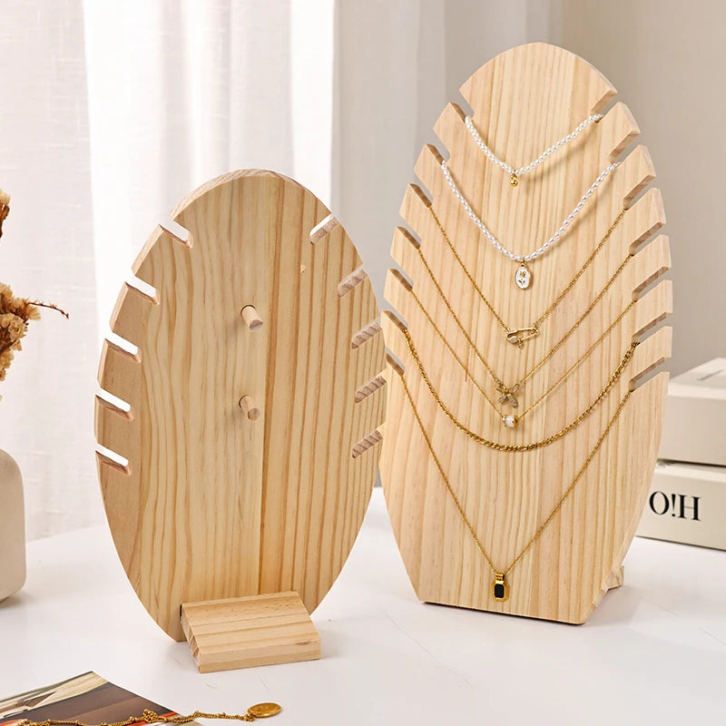 1pc wooden necklace large/small display rack, leaf shaped jewelry storage rack, desktop necklace bracelet display rack Oasis Select