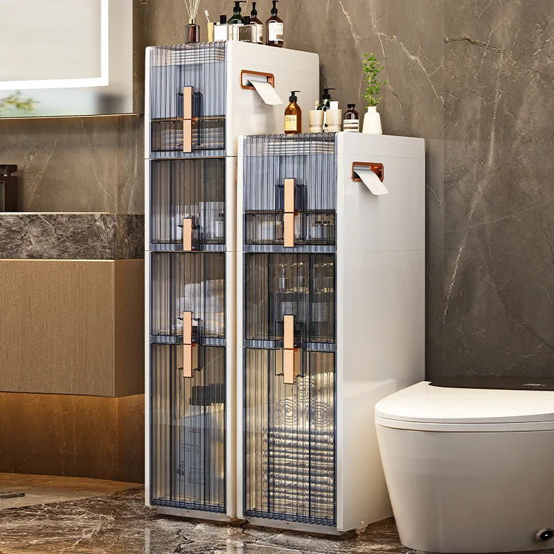 Multi-functional Toilet narrow slot storage cabinet crevice trolley toilet gap bathroom floor toilet narrow side locker Oasis Select