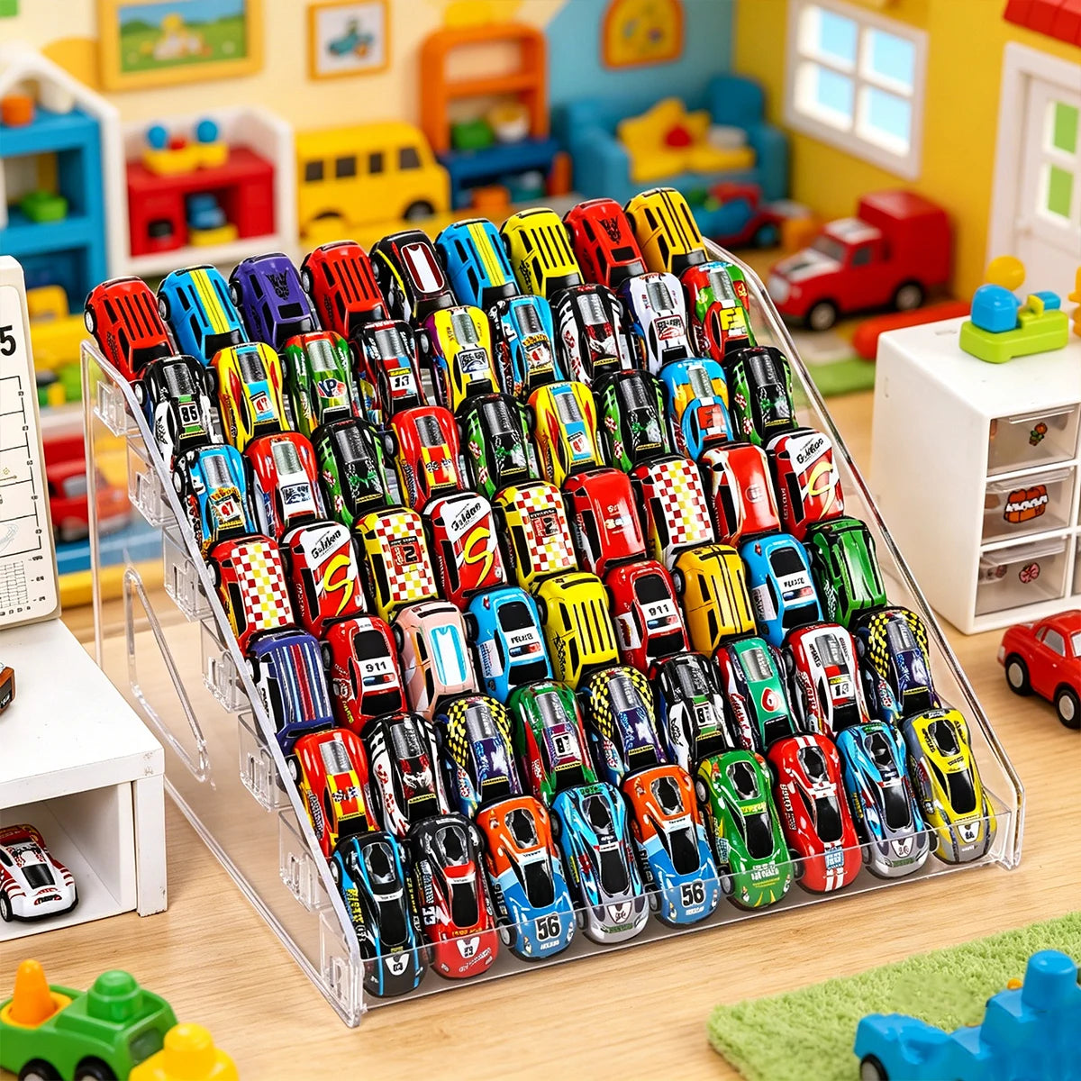 1pc acrylic multi-layer stepped toy car display rack buckle cosmetic home storage rack ideal choice for storage enthusiasts Oasis Select