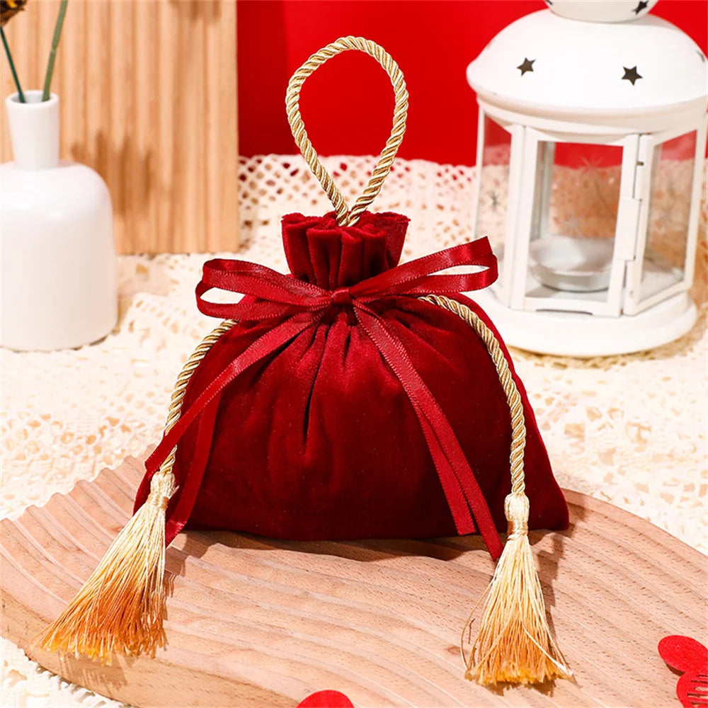 Velvet Candy Box Gift Bag Velvet Cloth Drawstring Tassel Bag Wedding Party Candy Pouches Wedding Party Fashion Drawstring Pocket Oasis Select Winered yellow 1 Other