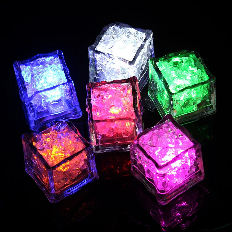 LED Glow Ice Cubes 12–48pcs | Flashing Light-Up Party Decor