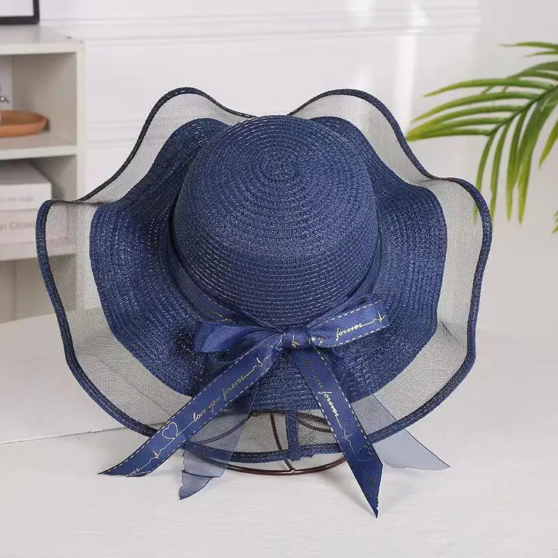Summer Sun Hat Women Wide Brim UV Protection Fashion Sunshade Breathable Floppy Hat for Outdoor Travel Beach Oasis Select one size Blue