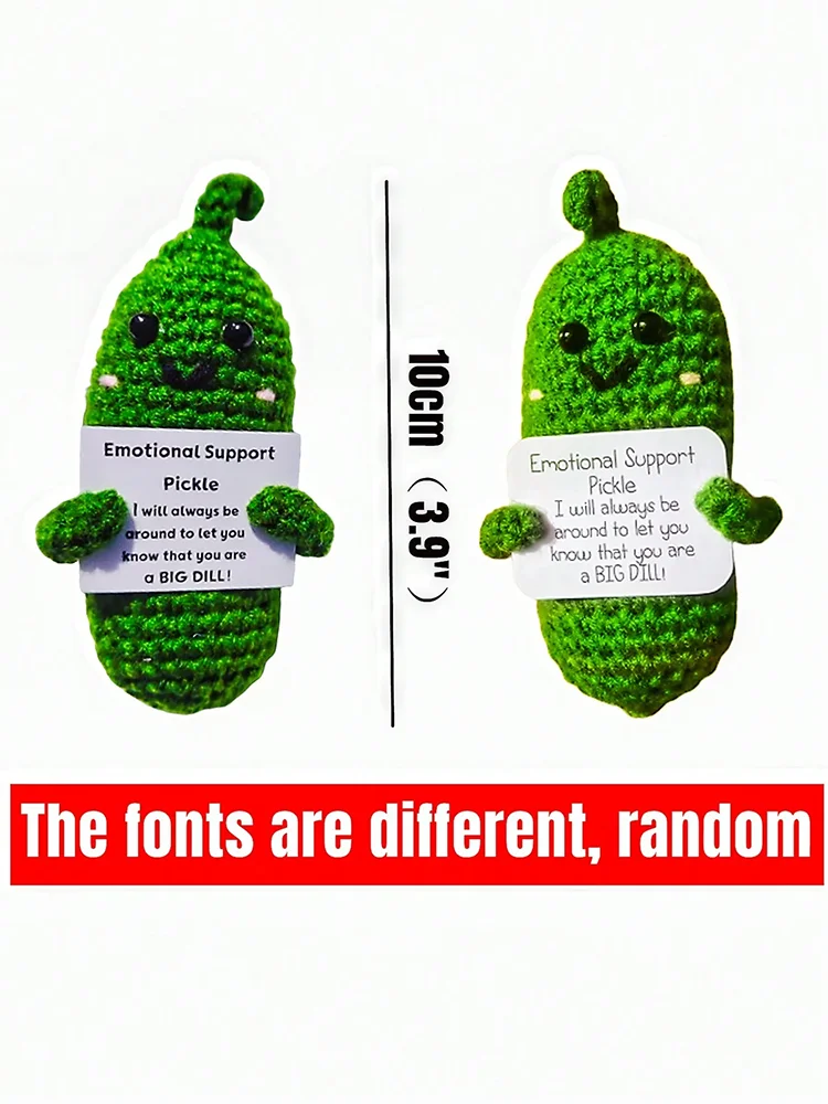 Cute Handmade Plush Doll Knitted Cucumber Décor with Positive Message Valentine's Day New Year Birthday Gift for Kid and Couples Oasis Select