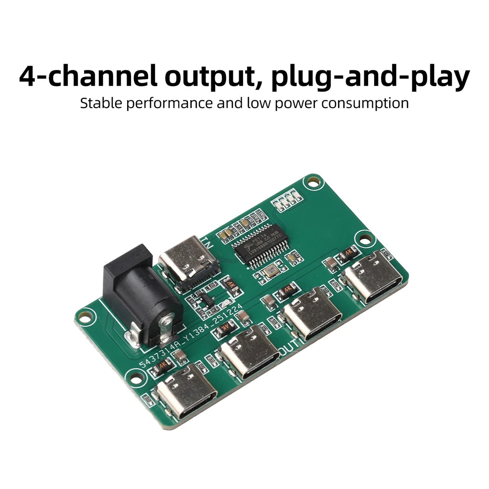 USB 2.0 Hub Module 1-to-4 Splitter with Type C Interface Four Output Channels Expansion Board for Multi Device Access Oasis Select