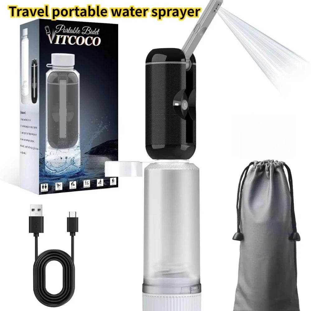 Portable Bidet for Travel, USB Rechargeable Electric Travel Bidet Sprayer Waterproof Handheld Bidet for Women Men Baby Cleaning Oasis Select Black