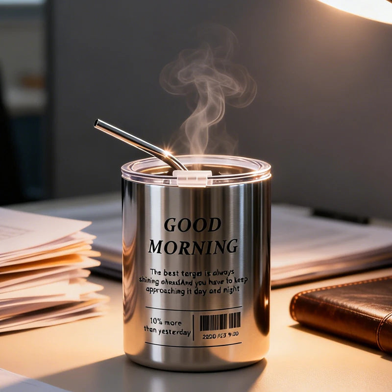 Stainless Steel Water Cup Travel Coffee Mug Reusable Double Wall Vacuum Insulated with Straw Perfect Hot Iced Drinks on The Go Oasis Select