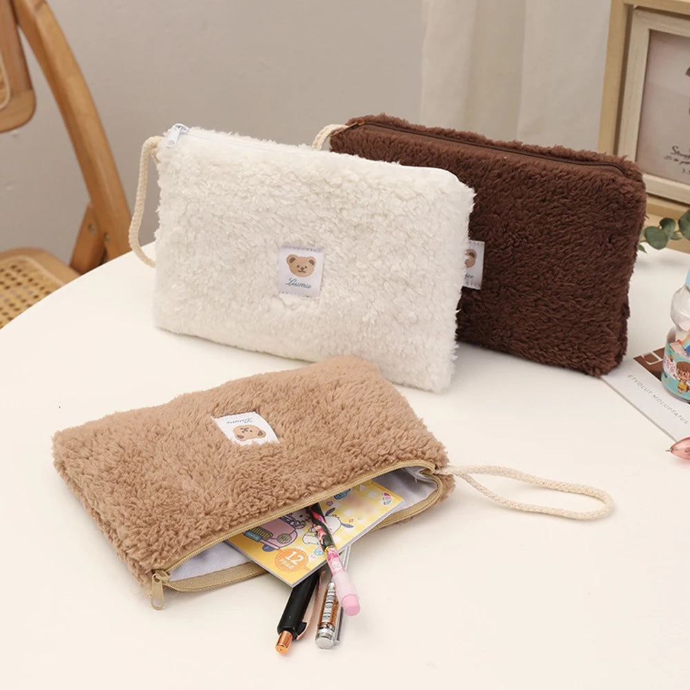 Large Capacity Cute Plush Travel Cosmetic Lipstick Storage Bag Women Makeup Kits Handbags Organizer Wallet Pencil Case Pouch Bag Oasis Select