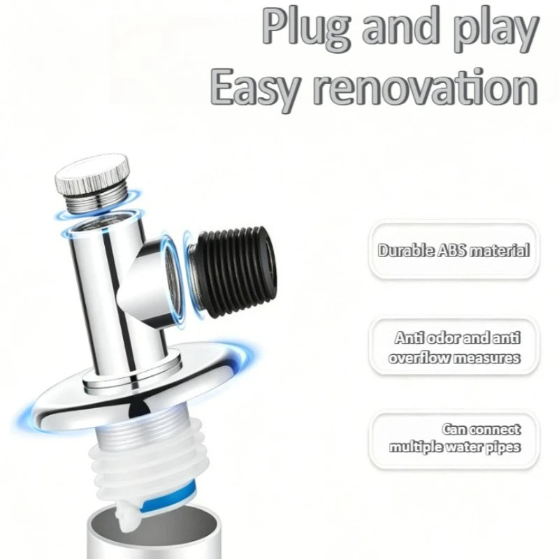 Drainage Pipe Check Valve Three-way Floor Drain Joint Washing Machine Drain Diversion Specific Odor Device Anti Backflow Oasis Select