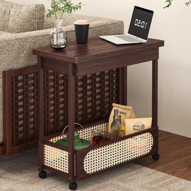 wheels movable multi-functional folding coffee table living room sofa side few solid wood tea table multi-purpose folding table Oasis Select