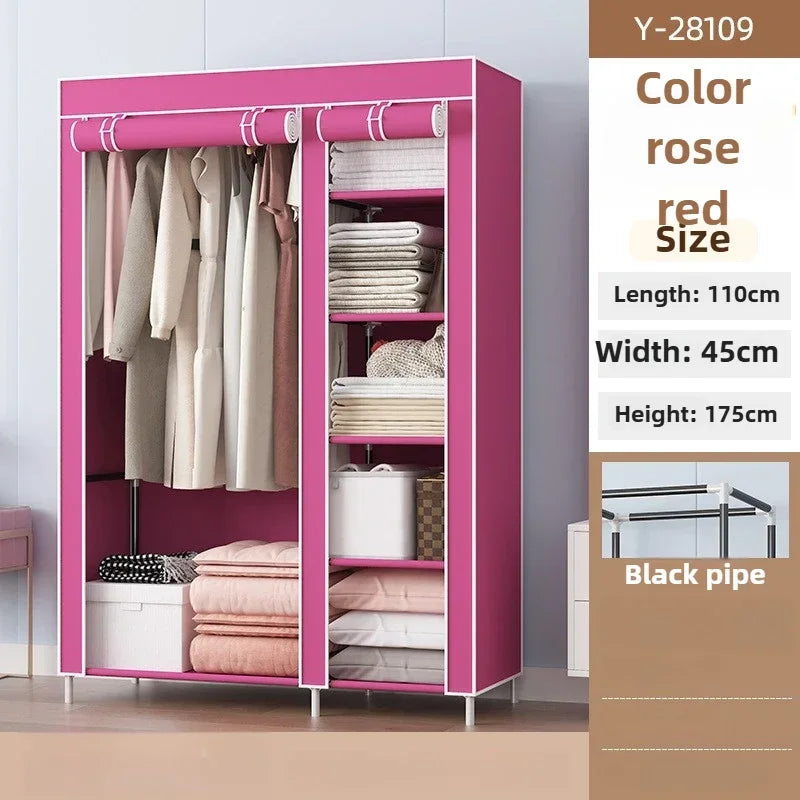 Multi-functional Simple wardrobe storage Firm and durable storage Stylish, simple and mical non-woven wardrobe Durable Oasis Select Rose red