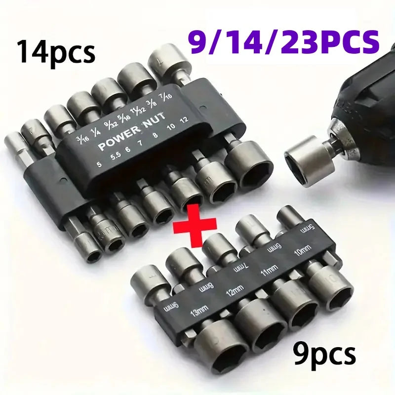 SLADE 9/14/23-Pc Hex Nut Driver Socket Set – 5–13mm CRV Bits Nut Driver Socket Set Oasis Select