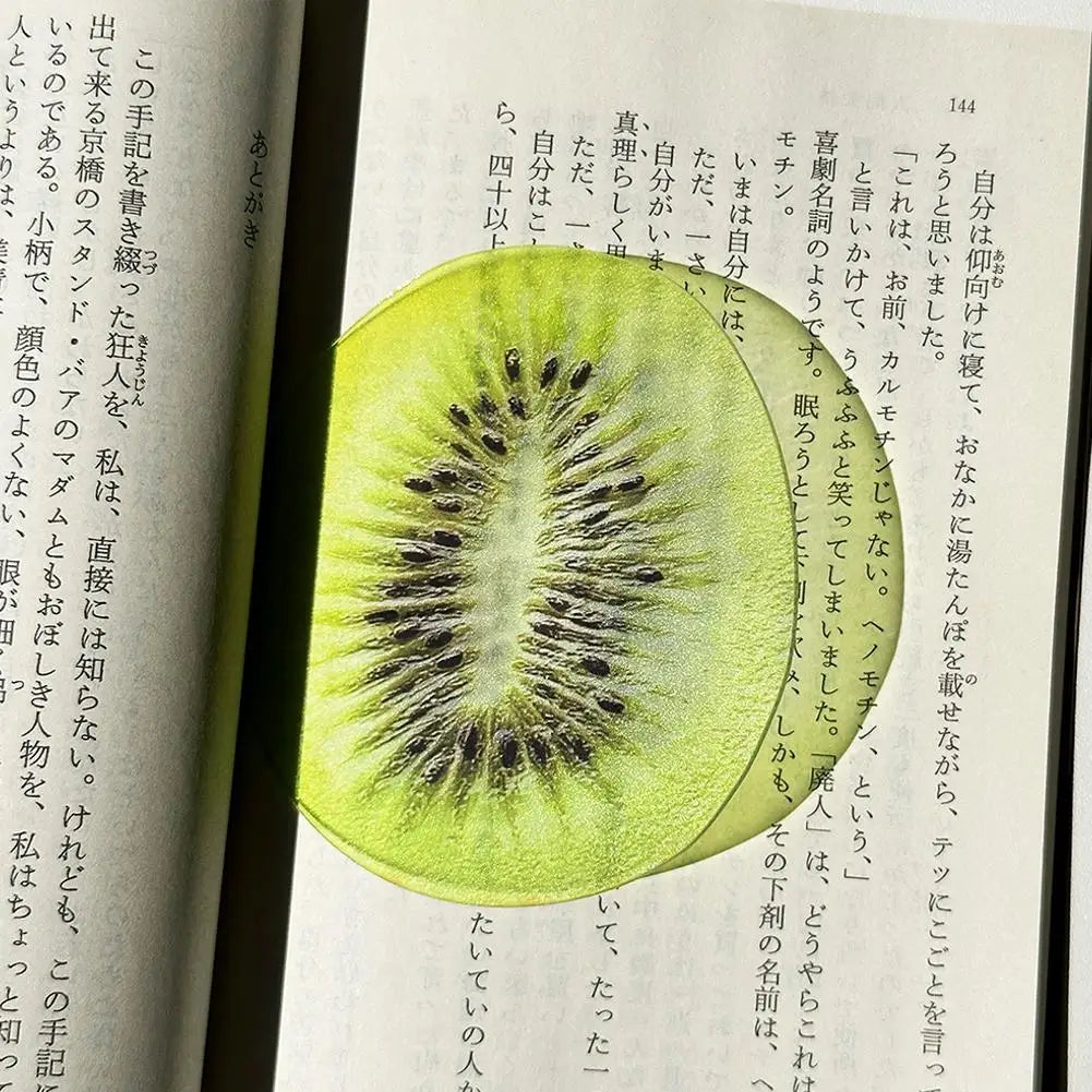3D Effect Acrylic Fruit Bookmark Cute Translucent Watermelon Orange Page Clips Creative Reading Stationery Gift For Kids Friends Oasis Select kiwifruit