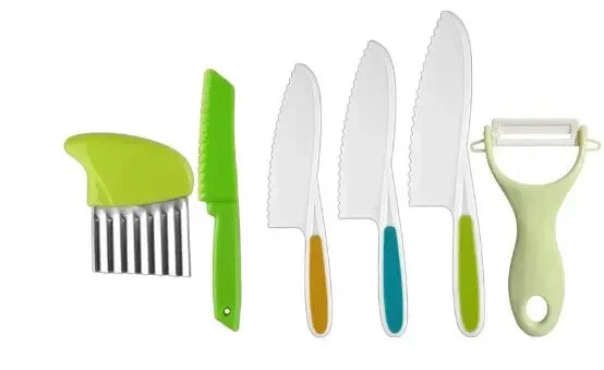 Kids Cooking Cutter Set Kids Knife Toddler Cutter Plastic Cake Fruit Knives Children DIY Peeler Tools Kitchen Accessories Oasis Select 6pcs