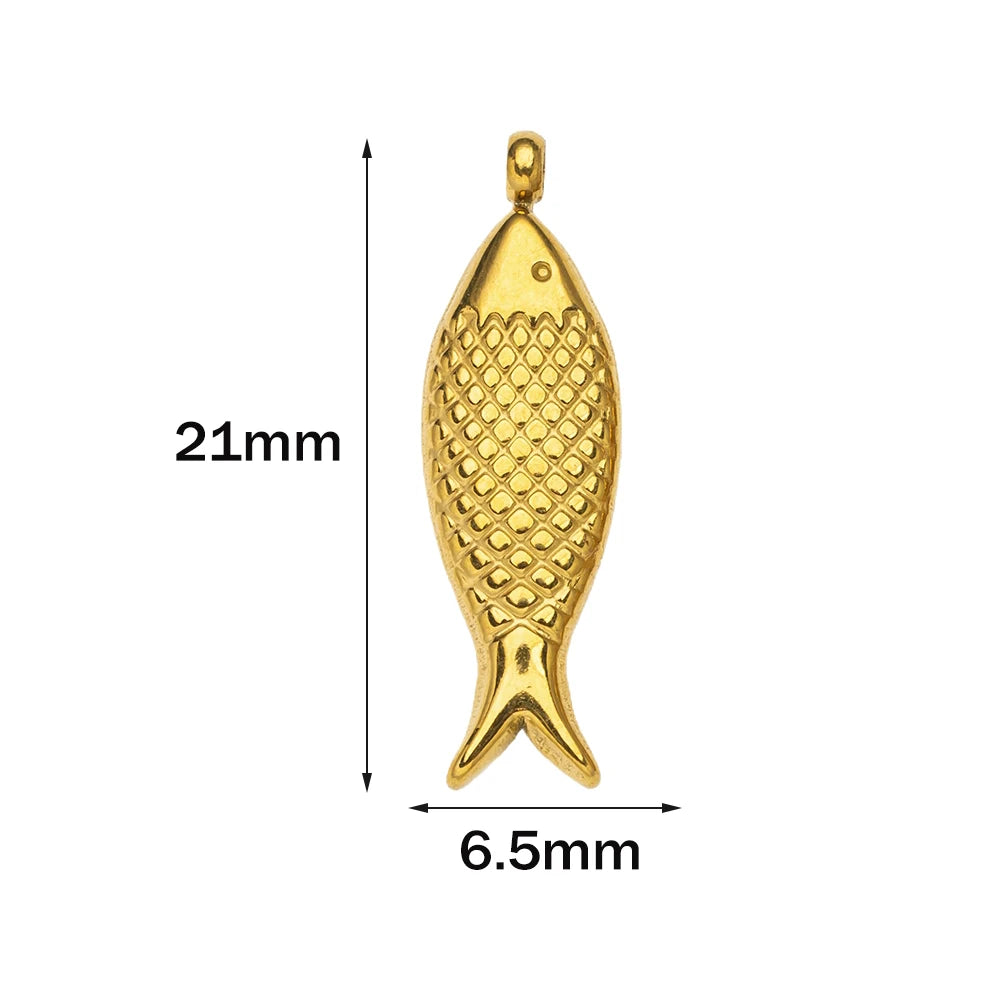 Stainless Steel Starfish Charms Shell Fish Tail Hippocampus Gold