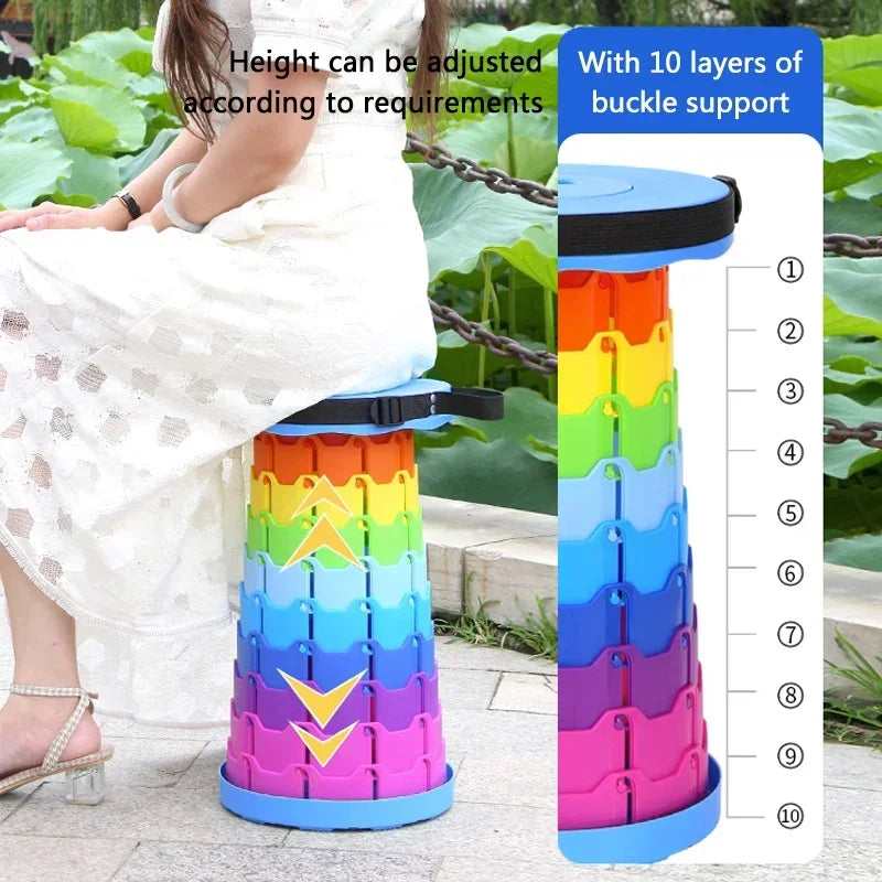 New Folding Stool Portable Round Folding Chair Accordion Chair Height Adjustment Elephant Swing Playground Queue Chair Oasis Select