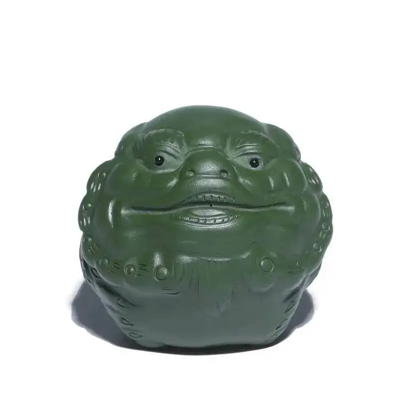 Zisha Tea Pet Pixiu Wealth-attracting Small Ornament Green Clay Handheld Play Ball Lion Sculpture Tea play Oasis Select