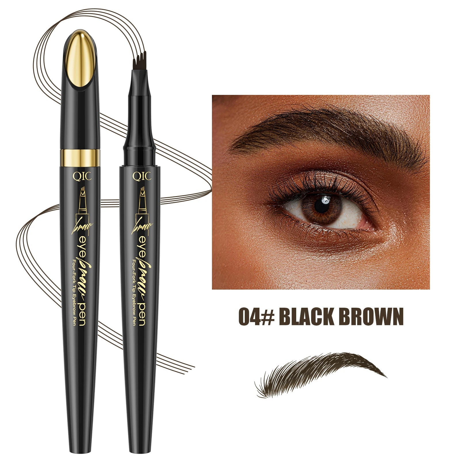 QIC 4D Micro-Textured Eyebrow Pen – Waterproof, Smudge-Proof