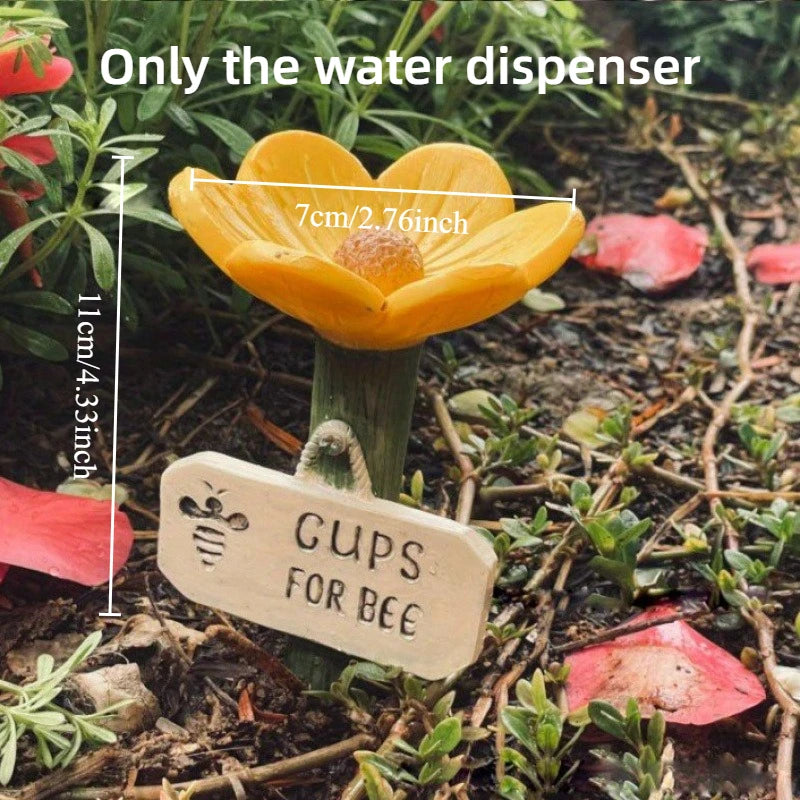 Flower-Shaped Ceramic Bee Watering Station Garden Outdoor Butterfly Feeder Insect Watering Bee Ladder Outdoor Yard Decoration Oasis Select Yellow