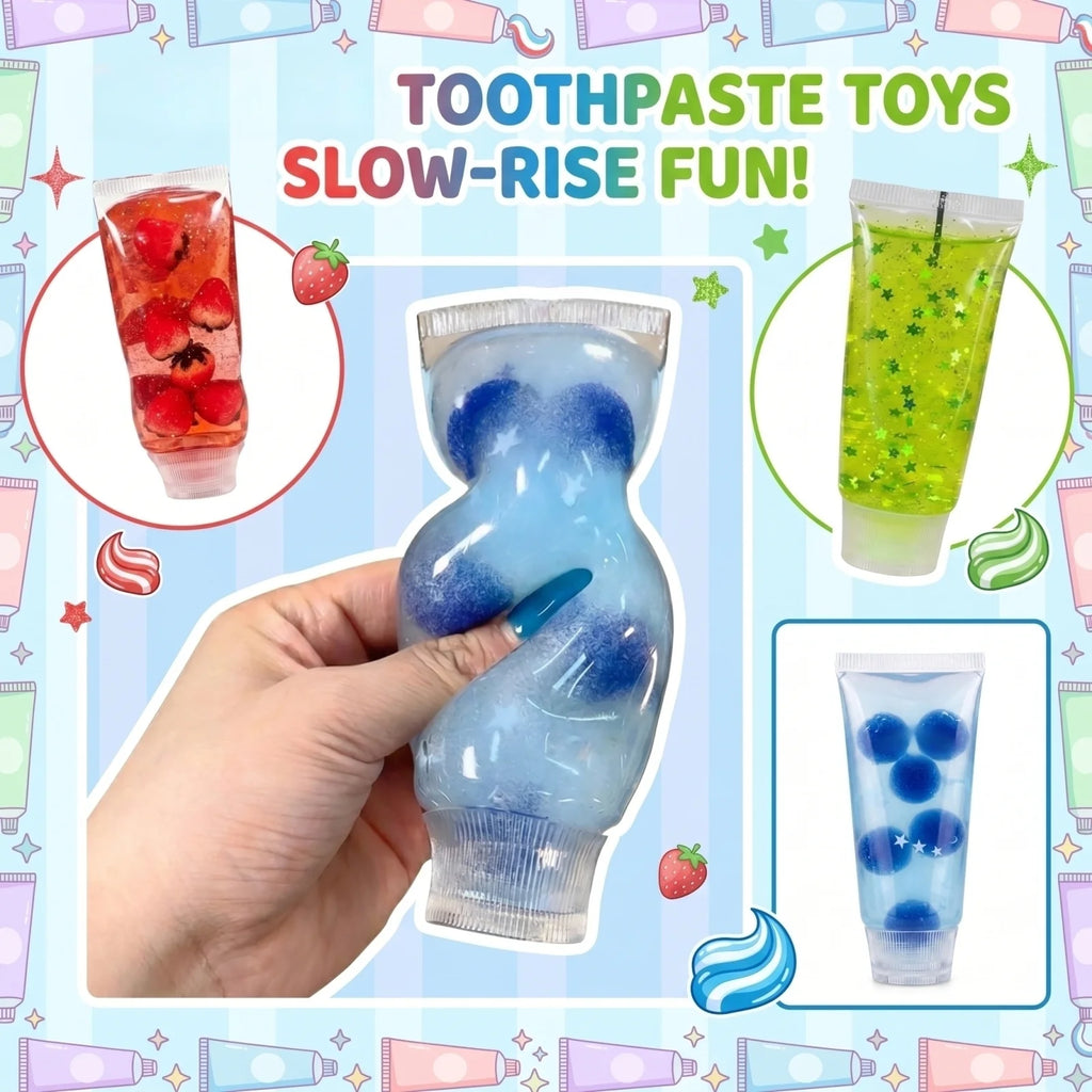 1-10PCS Toothpaste Tube Soft Gel Squishy Slow Rising Stress Relief for Adult Fidget Sensory Decompression Cute Pocket Gadget Oasis Select