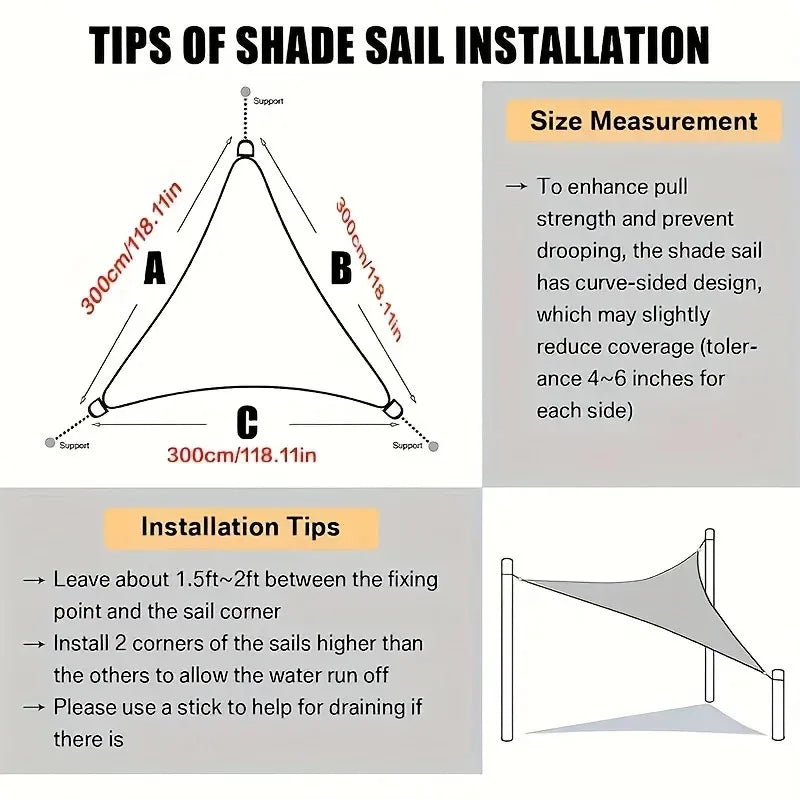 Heavy-duty Triangular Outdoor Sunshade, 3x3x3 Meters, Made of High-quality Breathable Fabric, with A Shading Rate of 91-100%. Oasis Select