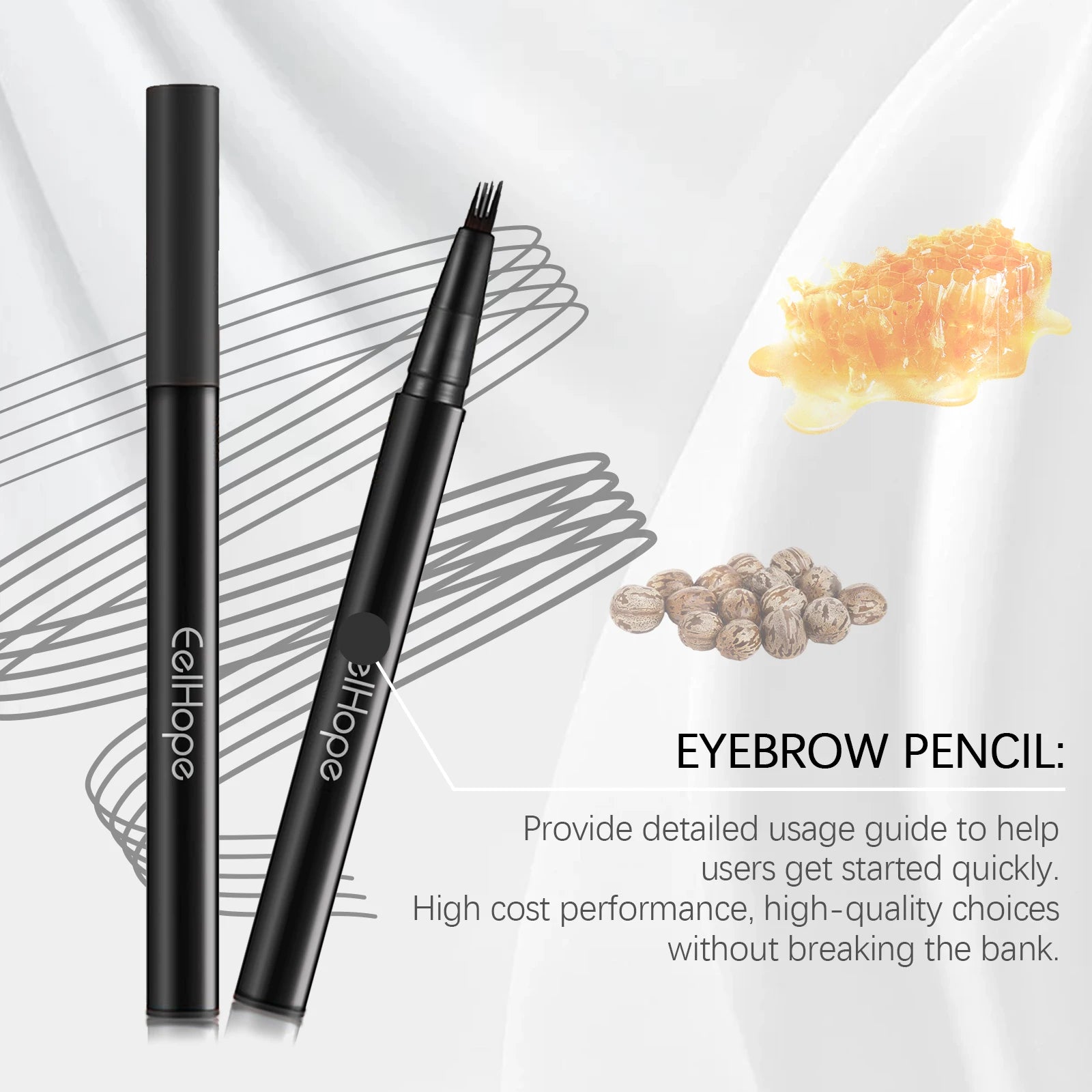 Eelhope 4-Pronged Waterproof Eyebrow Pencil – Black & Brown