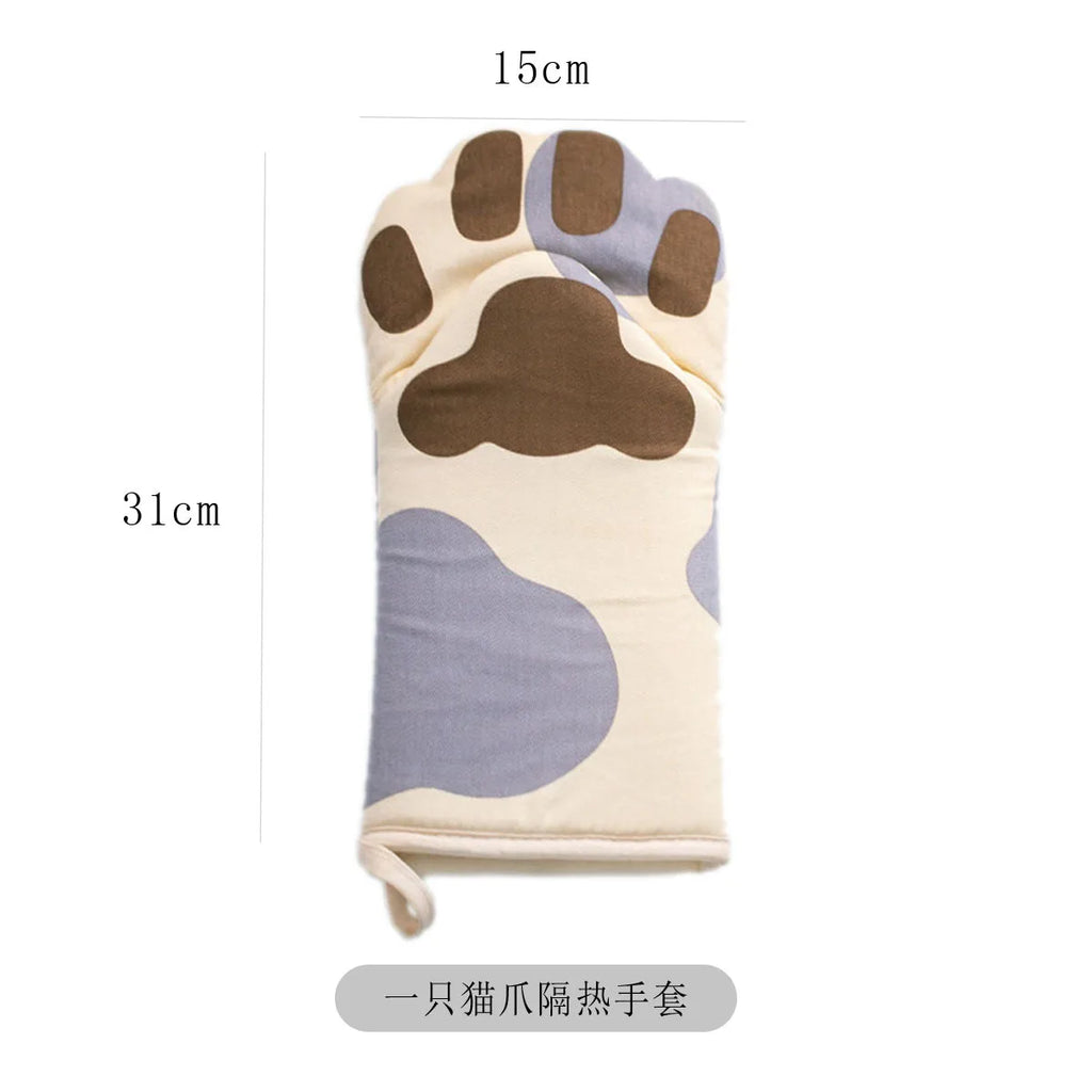 1pc Cute Cat Paws Oven Mitts Cat Claw Baking Oven Gloves Anti-scald Microwave Heat Resistant Insulation Non-slip Cat Paw Gloves Oasis Select D