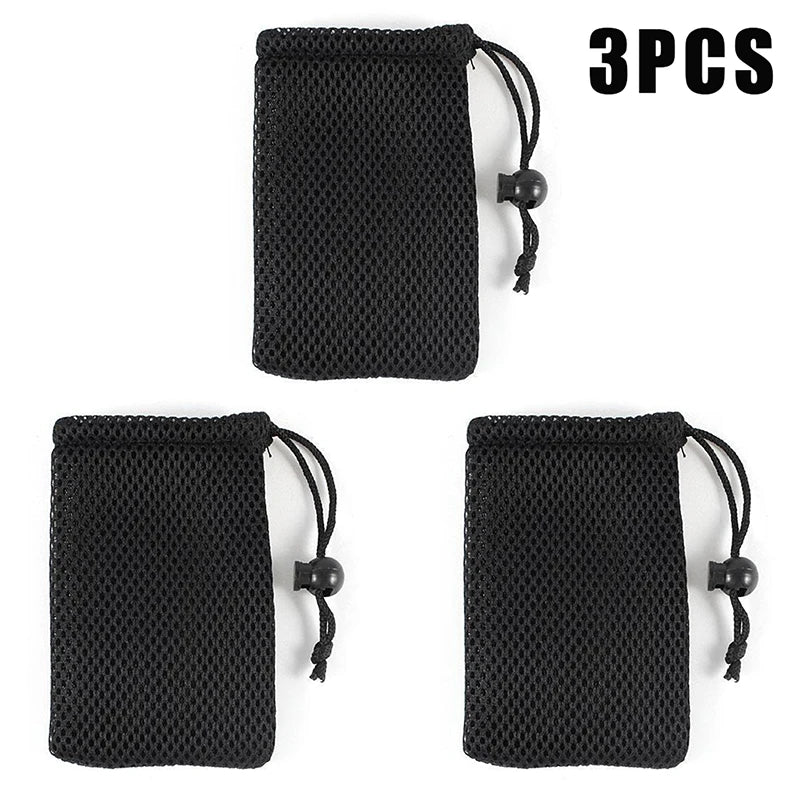 3Pcs Nylon Mesh Drawstring Storage Pouch Bag Multi Purpose Travel & Outdoor Activity Pouch For Digital Products Oasis Select