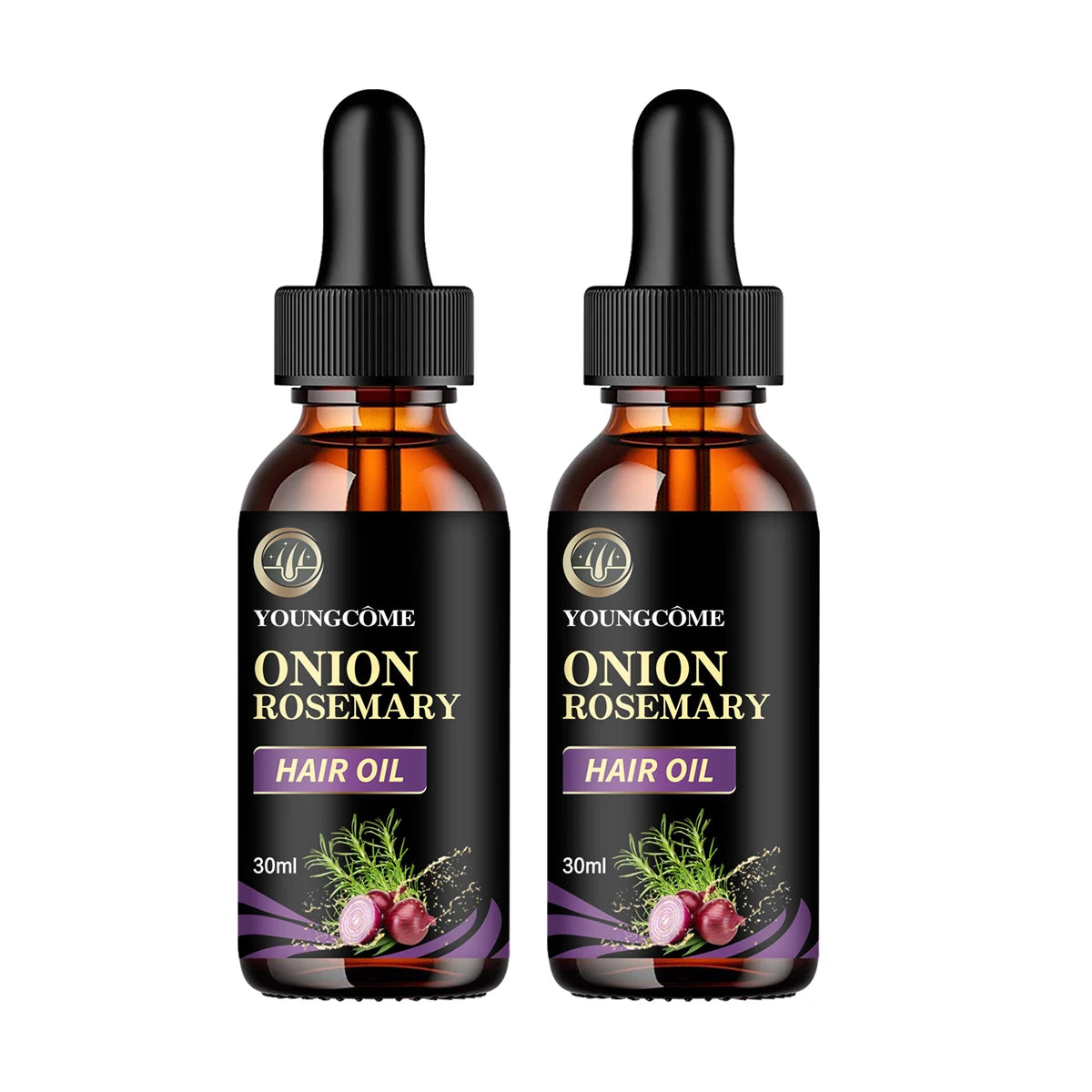Hair Rapid Growth Essential Oil Onion Rosemary Hair Care Essential Oil Hair Regeneration Effective Hair Loss Product Oasis Select 30ml-2PCS