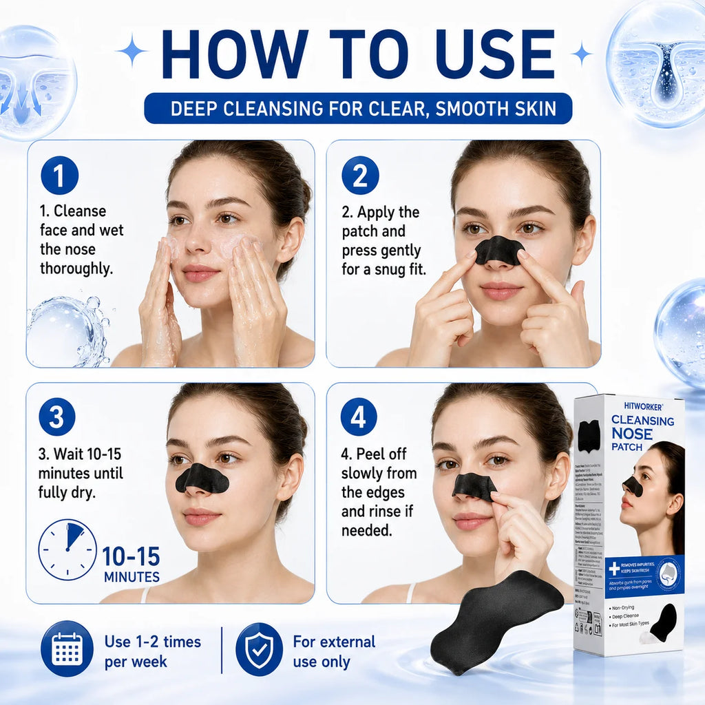 HITWORKER Blackhead Remover Nose Patch Charcoal Pore Strips Deep Cleansing Nose Strips Oil Control Pore Cleaner Skin Care Oasis Select