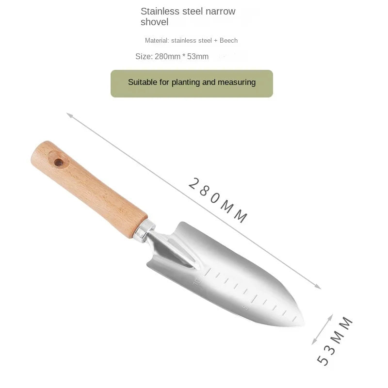 5-piece Stainless Steel Tool Shovel Garden Tool Rake Shovel Set Potted Vegetable Shovel Outdoor Planting Household Garden Tools Oasis Select Narrow shovel 280mm