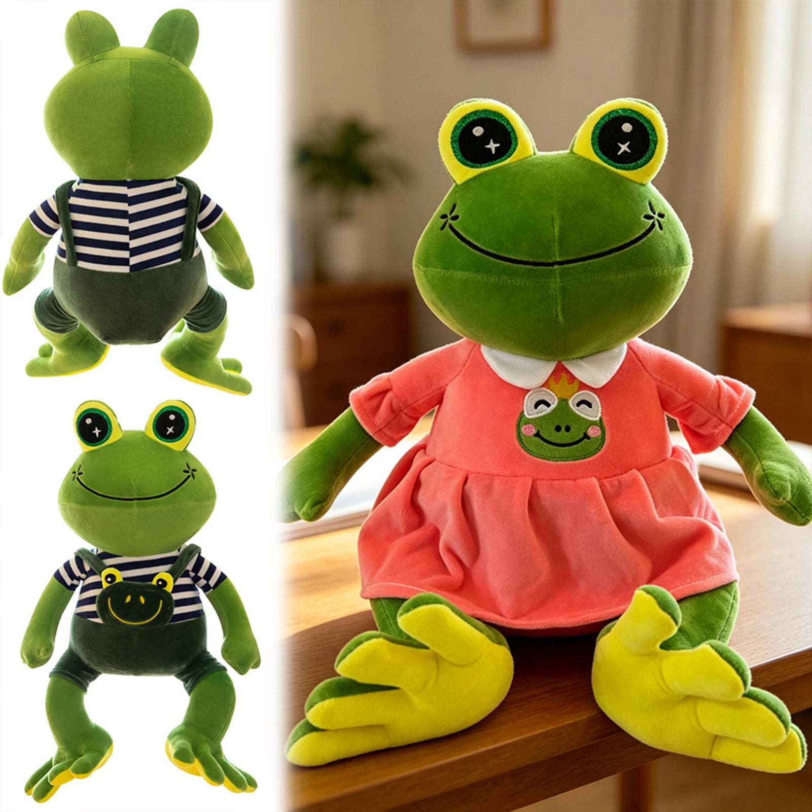 Green Frog Plush Toy – Soft Couple Stuffed Animal Gift 35cm