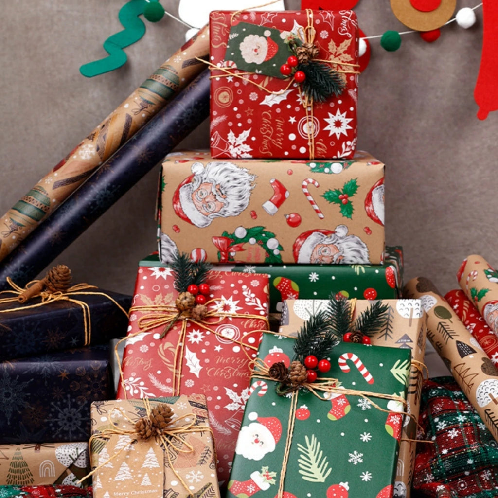 50x70cm Xmas Gift Paper Recyclable Kraft Wrapping Paper Christmas Wrapping Paper Sturdy For Wedding Winter Holiday Christmas Oasis Select