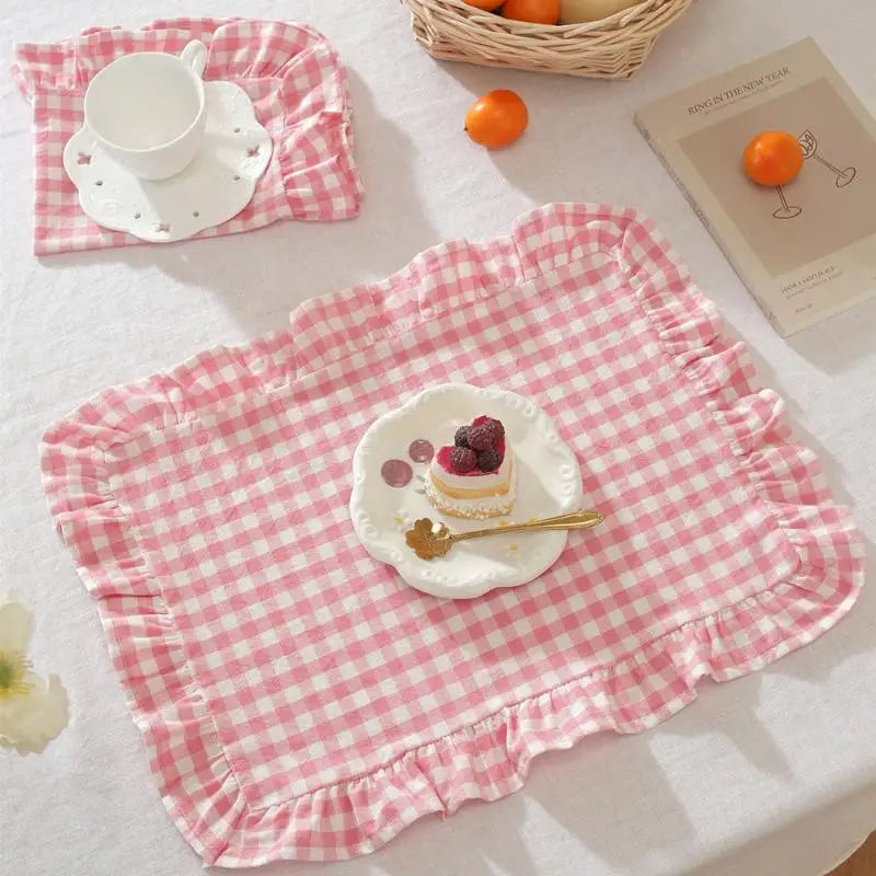 Pink Blue Stripe Ruffle Placemat – Kitchen & Dining Table Decor