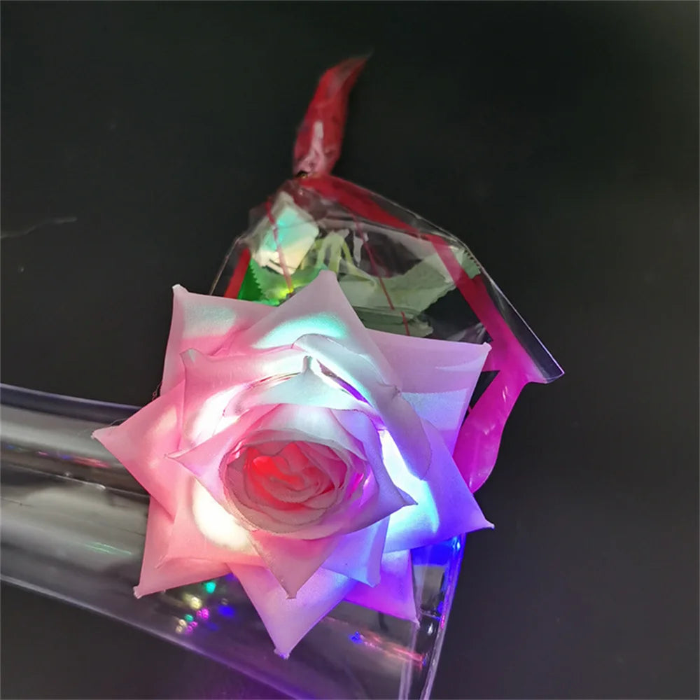 LED Glowing Rose Simulation Flower With String Lights For Christmas Anniversary Birthday Valentine's Day Gift Artificial Flower Oasis Select Purple