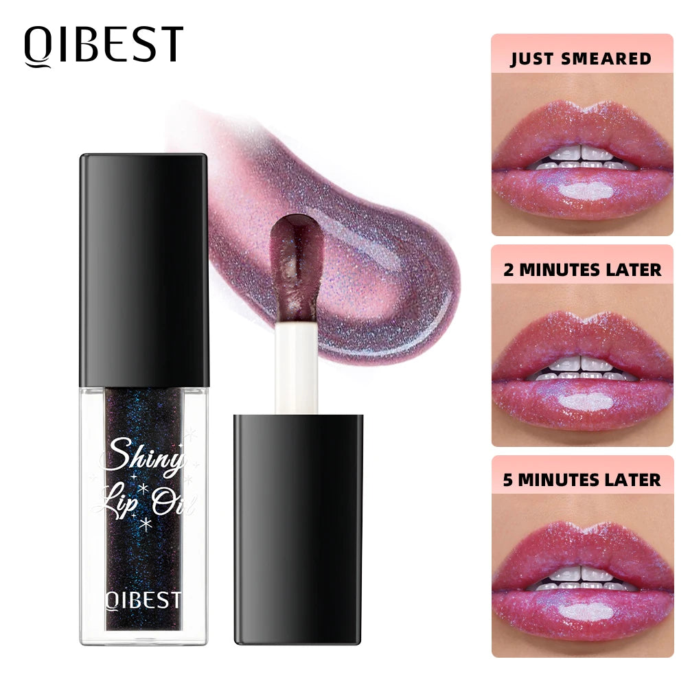 QIBEST Black Mirror Color-Changing Lip Gloss Oil | Diamond Shine