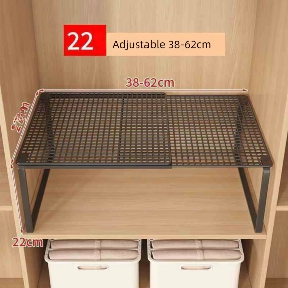DIY Metal Closet Shelf Expandable Adjustable Wardrobe Organizer Retractable Stackable Shelves Bathroom Oasis Select Black M