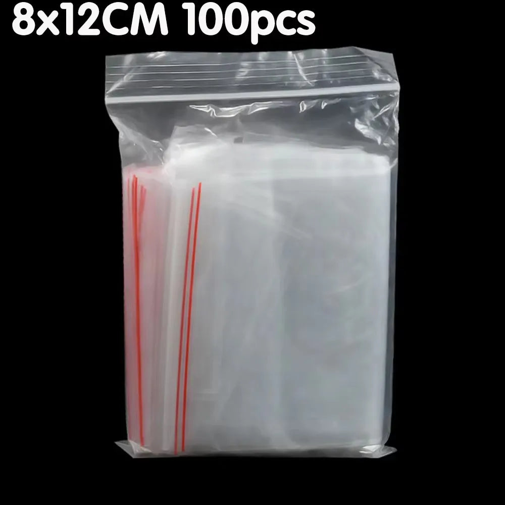100/200/300pcs Small Zip Lock Plastic Bag Reclosable Transparent Bag Shoe Bag Vacuum Bag Poly Clear Bags Thickness 0.05mm Oasis Select 8x12CM 100pcs