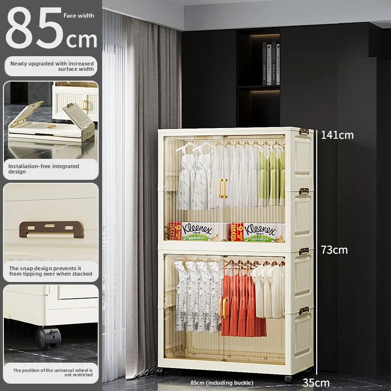 55-85 Children's simple wardrobe, clothes storage cabinet, multi-layer installation-free household snack locker, foldable Oasis Select 85CM F