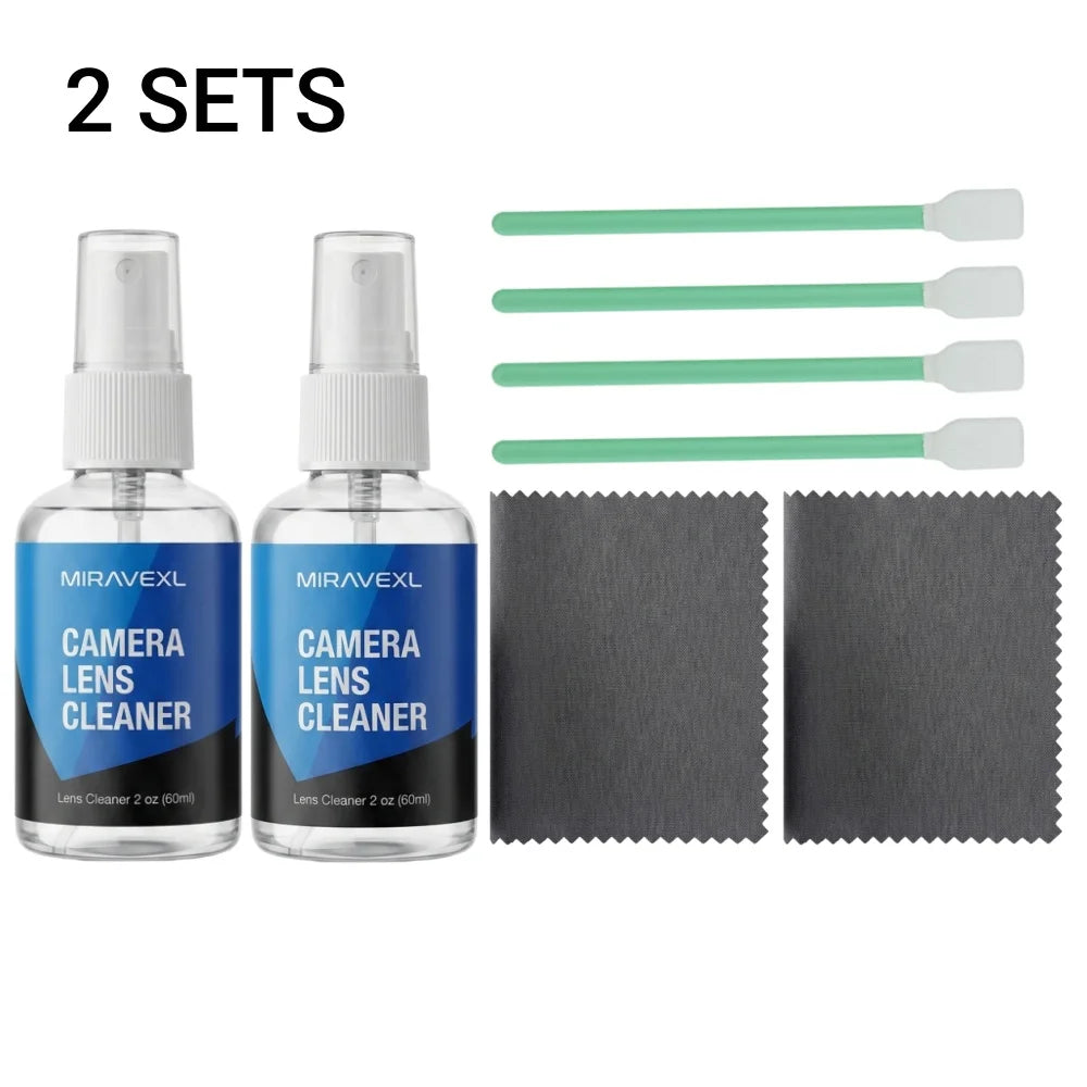 Professional Camera Lens Cleaning Kit Microfiber Cloth Sensor Swabs Spray Dropper Bottle For DSLR Glasses VR Optics Mac Monitors Oasis Select 2SETS