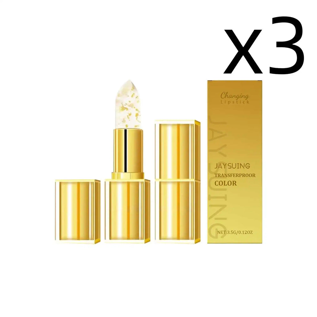 Jaysuing Gold Color-Changing Lip Balm | Hyaluronic Acid Hydrating Color-Changing Lip Balm Oasis Select 3x3.5g Boxed