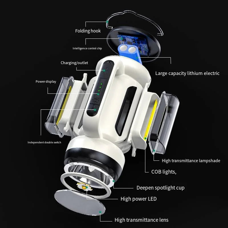 Super Bright LED Work Light Handheld Flashlight Rechargeable Searchlight Power Bank Function Torch Spotlight New Oasis Select