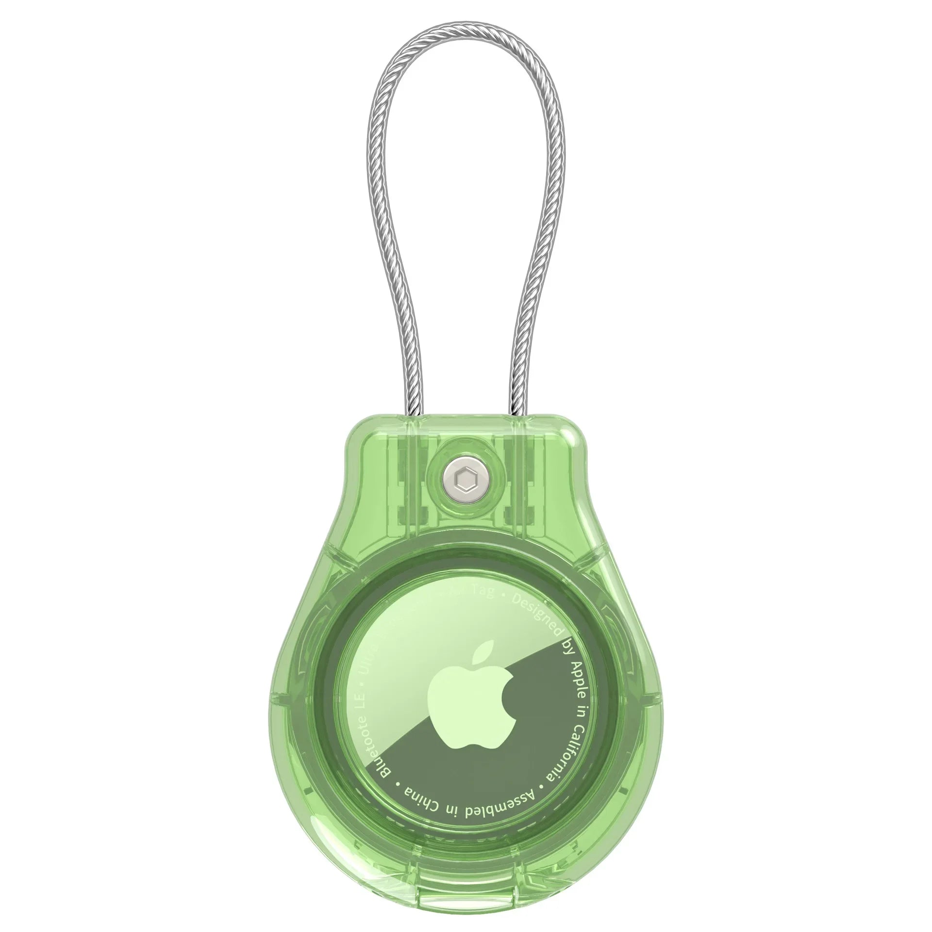 Waterproof Apple AirTag Case with Steel Cable Keychain Holder AirTag Protective Case Oasis Select Transparent Green