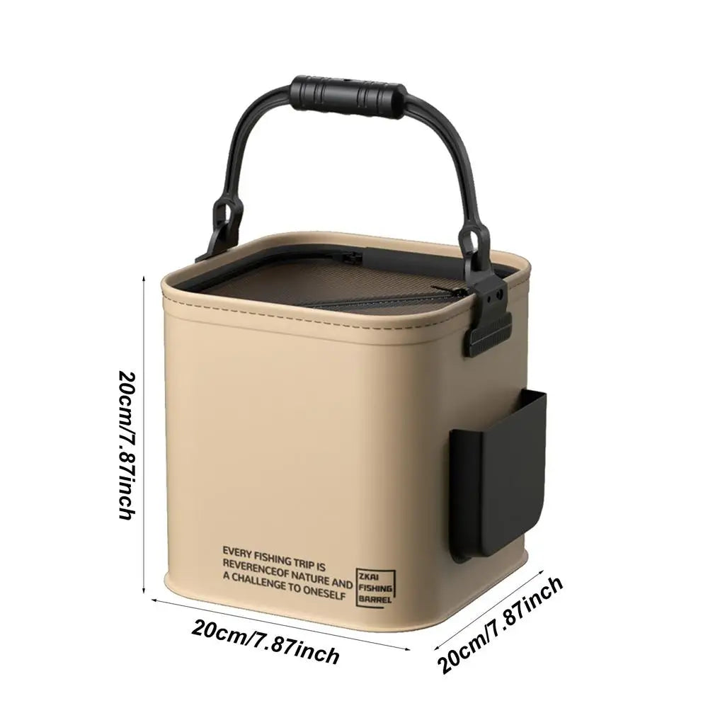 Fishing Bucket Foldable Fish Bait Bucket Multifunctional Waterproof Water Bucket Portable for Hiking Camping BBQ Beach Fishing Oasis Select 8L