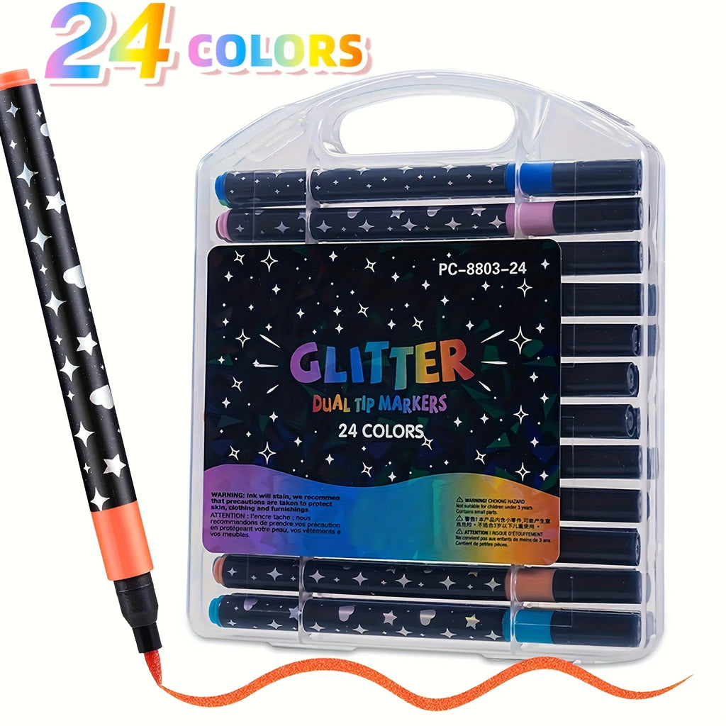48/36/24/12 color glitter pen, water-based glitter pen, suitable for graffiti writing, professional office art supplies Oasis Select 24 colors