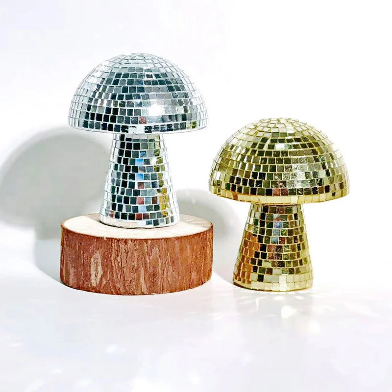 Mushroom Disco Ball Mirror Reflective Home Decoration Crafts Mushroom Ornaments Technology Bar Atmosphere Decoration Miniatures Oasis Select