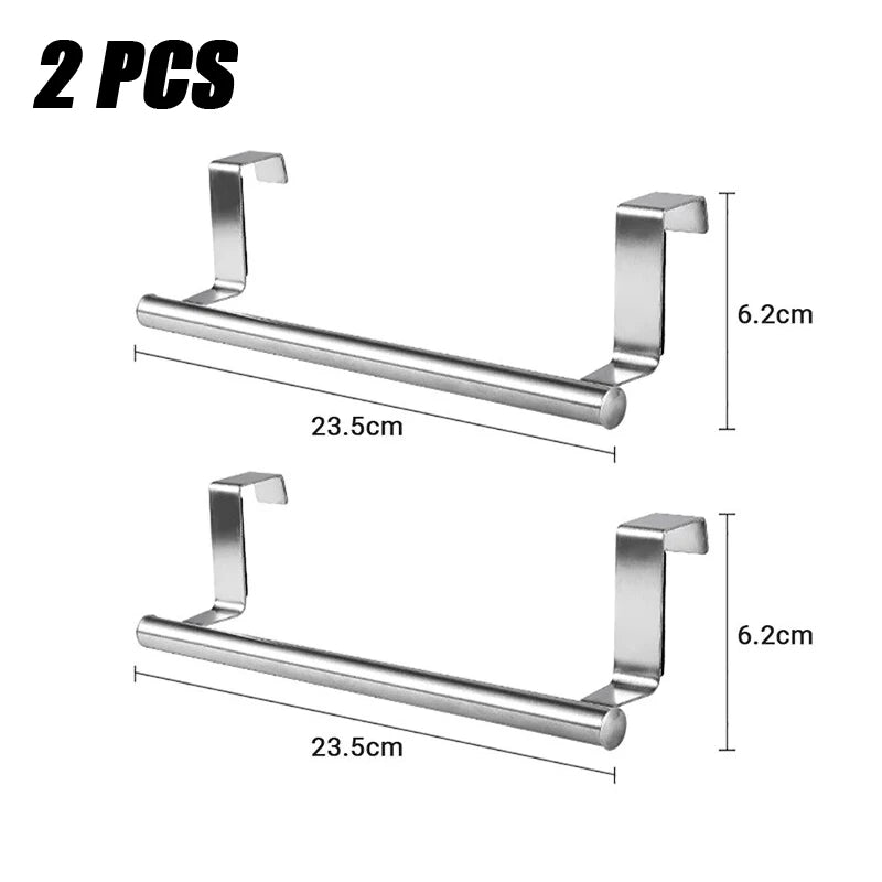 1/2 PCS Stainless Steel Towel Bar Cabinet Door Towel Hanging Bar Stainless Steel Bathroom Kitchen Cabinet Door Towel Wipe Rack Oasis Select 23.5cm 2PCS