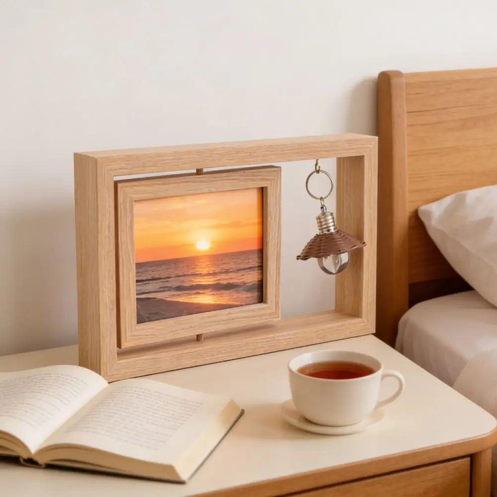 Double-Sided Rotating Wooden Photo Frame | Flip Design Decorative Picture Frame Oasis Select