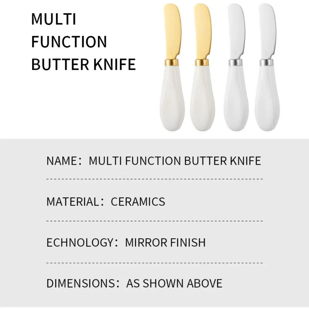 Portable Stainless Steel Cheese Knife Ceramic Handle Bread Jam Butter Knife Wipe Cream Kitchen Tools Party Oasis Select