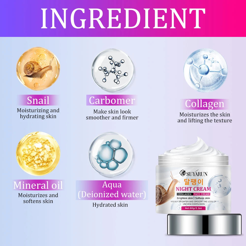 SUYARUN Snail Cream with Collagen – Brightening & Anti-Aging